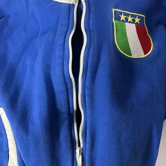 Italy Italia Jacket Mens Large Blue White Soccer Full Zip Track Top Stylo - Picture 13 of 16